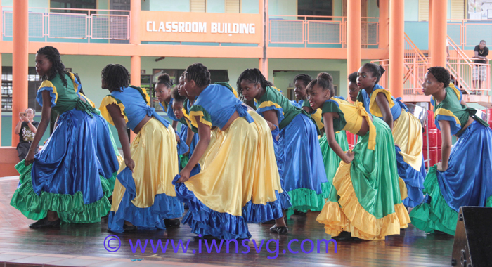 Vincentian youth perform during a joint show with Taiwan youth ambassadors at the Community College in September. (IWN photo)