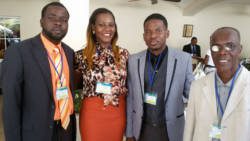 Vincentians (from left) Kenrick Quashie, Malika Joseph, Petrus Gumbs, and Dr. Reynold Murray at the Caribbean Youth Entrepreneurship Summit.