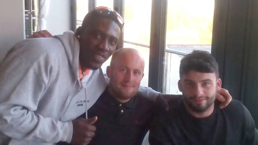 Vincentian allrounder Casmond Walters, left, and teammates in the UK. 