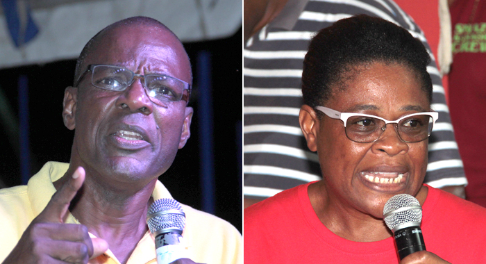 MP for West Kingstown, Daniel Cummings, left and ULP candidate for the constituency, Debbie Charles. (IWN photos)