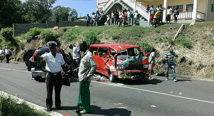 Police and other personnel at the scene of the accident. (Photo: Facebook)