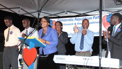 DRP candidates. From left: Haran Goerge, Wendel Parris, Anesia Baptiste, Karima Parris,  George Byron and Calvert Baptiste. (IWN photo)