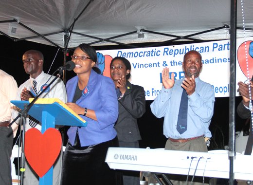 DRP candidates. From left: Haran Goerge, Wendel Parris, Anesia Baptiste, Karima Parris,  George Byron and Calvert Baptiste. (IWN photo)