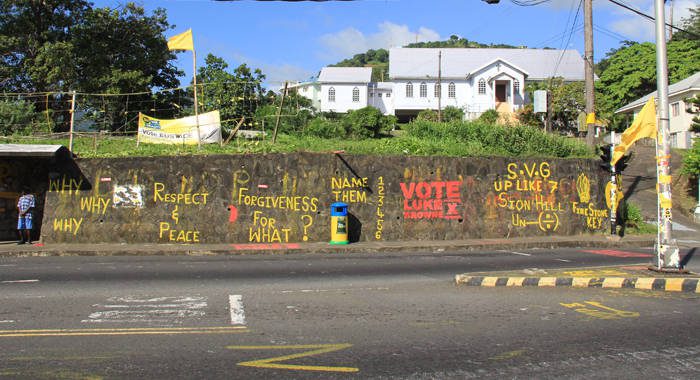 Election graffiti at Sion Hill Intersection. (IWN photo)