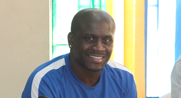 Vincy Heat coach, Ezra Hendrickson at Monday's press briefing. (IWN photo)