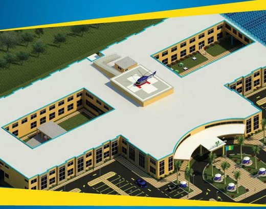 An artist's impression of the new hospital that the NDP is proposing to build. (Image: NDP)