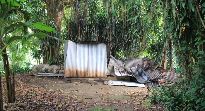 The burnt0out packing shed on Stewart's farm. (IWN photo)