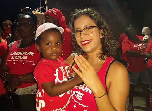 Prime Minister Ralph Gonsalves' daughter, Isis Gonsalves at a campaign event this week. (Photo: Anthony Dennie/Facebook)