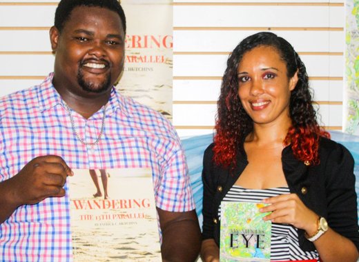 Bequia residents, Patrick Hutchins, left, and Trachia Simmons and their publications.