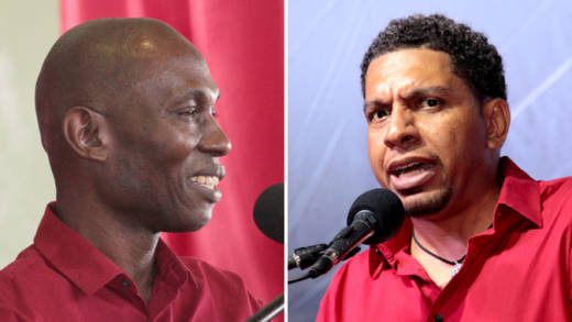 Former senator Jomo Thomas, left, and Minister of Economic Planning, Sustainable Development, Industry, Internal Trade, Information and Labour, Camillo Gonsalves. (IWN photos)