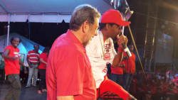 Luta, right, and Prime Minister Dr. Ralph Gonsalves during the election campaign. (Photo: Lance Neverson/Facebook)