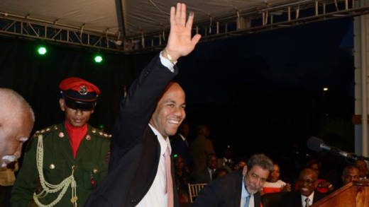 Minister of Health Sen. Luke Browne gestures at the swearing-in ceremony on Monday. (Photo: Lance Neverson/Facebook)