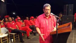 Prime Minister Dr. Ralph Gonsalves addresses ULP supporters at Argyle Saturday night. (Photo: Lance Neverson/Facebook)