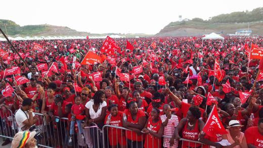 The minibuses were hired to transport persons to ULP election rallies, including this one at Argyle on Dec. 6, 2015. 