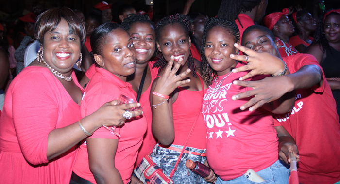 Young ULP supporters at a campaign event earlier this year. (IWN photo)
