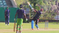 Lime Radcliffe's Delorn Johnson (41) hits out. 