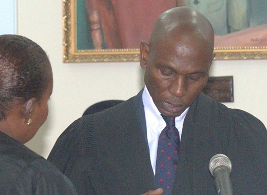 Jomo Thomas takes the oath as Speaker of the House of Assembly on Dec. 29, 2015. (Photo: Kingsley Roberts/Facebook)