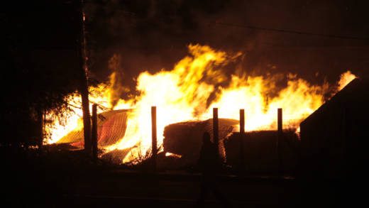 A large fire broke out at the Public Works facility in Arnos Vale Thursday morning. (IWN photo)