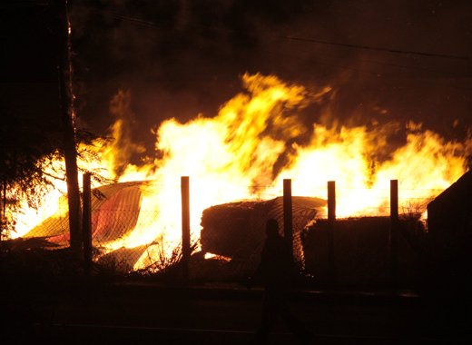A large fire broke out at the Public Works facility in Arnos Vale Thursday morning. (IWN photo)