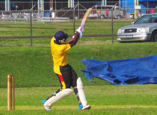 Rickford Walker pulls to leg during his half century.
