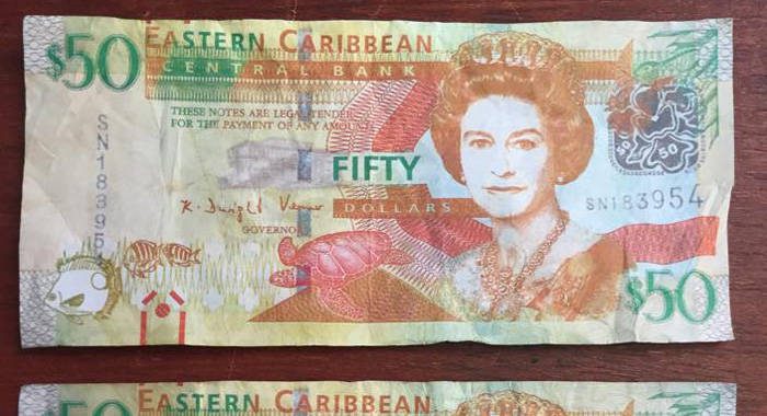 An counterfeit EC$50 note. (Photo: Facebook)
