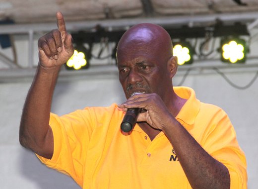 NDP leader, Arnhim Eustace, addressing the party's rally in Layou on Sunday. (IWN photo)