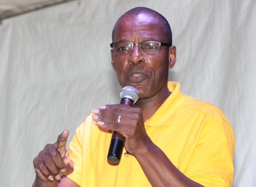MP for West Kingstown, Daniel Cummings addressing the NDP rally in Layou on Saturday. (IWN photo)