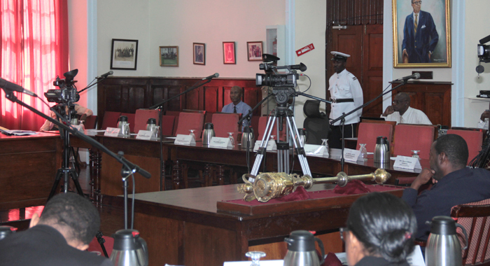 Empty opposition benches at Friday's meeting of Parliament. (IWN photo)