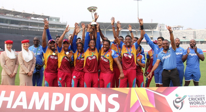 WI player celebrate with trophy