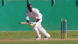 Hyron Shallow (153) turns through midwicket.