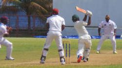 Campbell brings up his century.