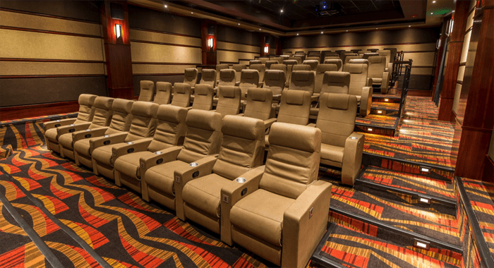The elegant seating at a MovieTowne cinema.