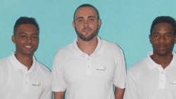 Members of the SVG Rowing Association Team. From left: Kevin Gibson, Coach Jason Gibson and Daron Shallow. 