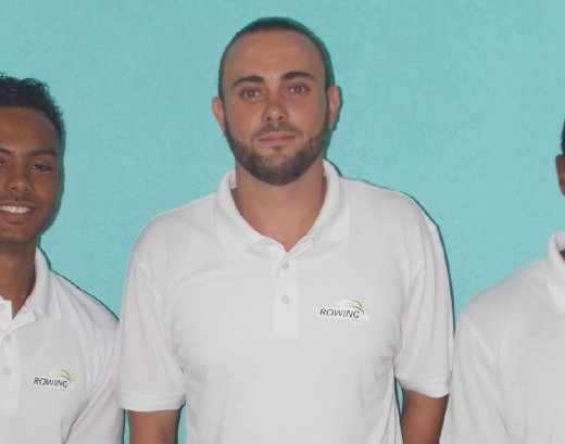 Members of the SVG Rowing Association Team. From left: Kevin Gibson, Coach Jason Gibson and Daron Shallow. 