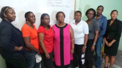 The new executive of the Netball Association. From left: Sylvorn Harry, Jacintha Ballantyne, Helen Yammie, Cheryl Alexander, Doris McIntosh (President), Dian Robinson, Dian Questelles, Pearlina Thomas.
