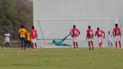SVG took the lead in the 45th minute when Myron Samuel clinically converted a penalty. (IWN photo)