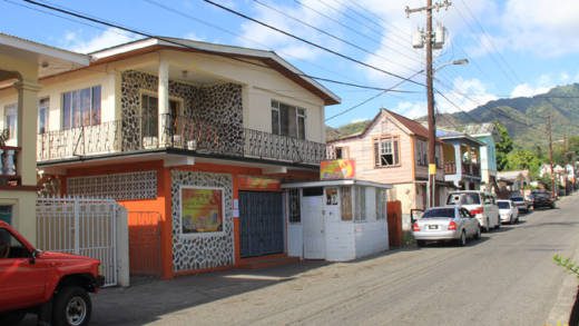 Triple S Super Market, left, located along the main Leeward Highway in Layou. (IWN photo)