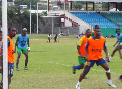 Vincy Heat during a practice session Tuesday afternoon at Arnos Vale.