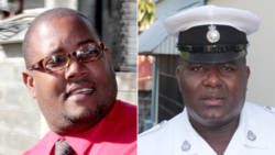 Head of the Major Crime Unit, detective Inspector Atland Browne, left, and prosecutor, Station Sergeant Elgin Richards. (IWN photos)