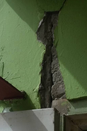 One of the crack in the school building. (Photo: Facebook)
