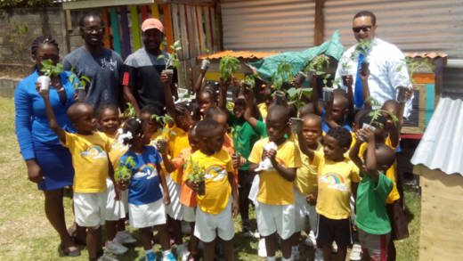 Students of Rainbow Unique Pre-School their teachers and GTC officials at the launch.