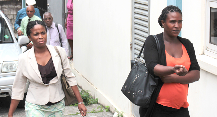 Parents Nelcia Stay and Jemma Edwards leave the Serious Offences Court after testifying on Wednesday. (IWN photo)