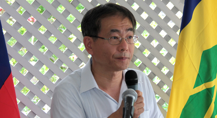 Taiwan’s Ambassador to SVG, Baushuan Ger, speaks at the luncheon. (IWN photo)