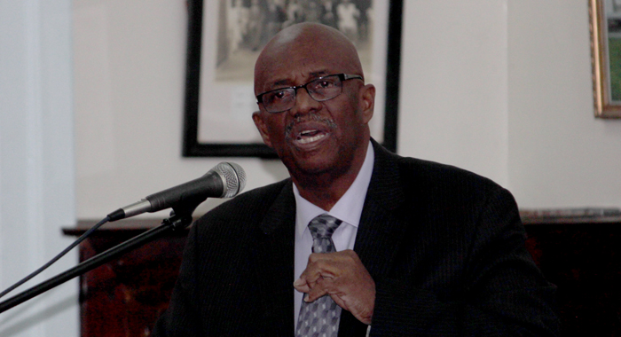 Leader of the opposition Arnhim Eustace speaking in Parliament on Thursday. (IWN photo)