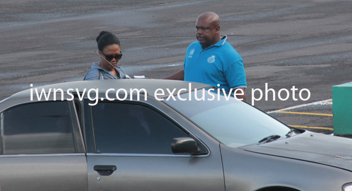 Stowe left the airport along with police officers in a private car. (IWN photo)