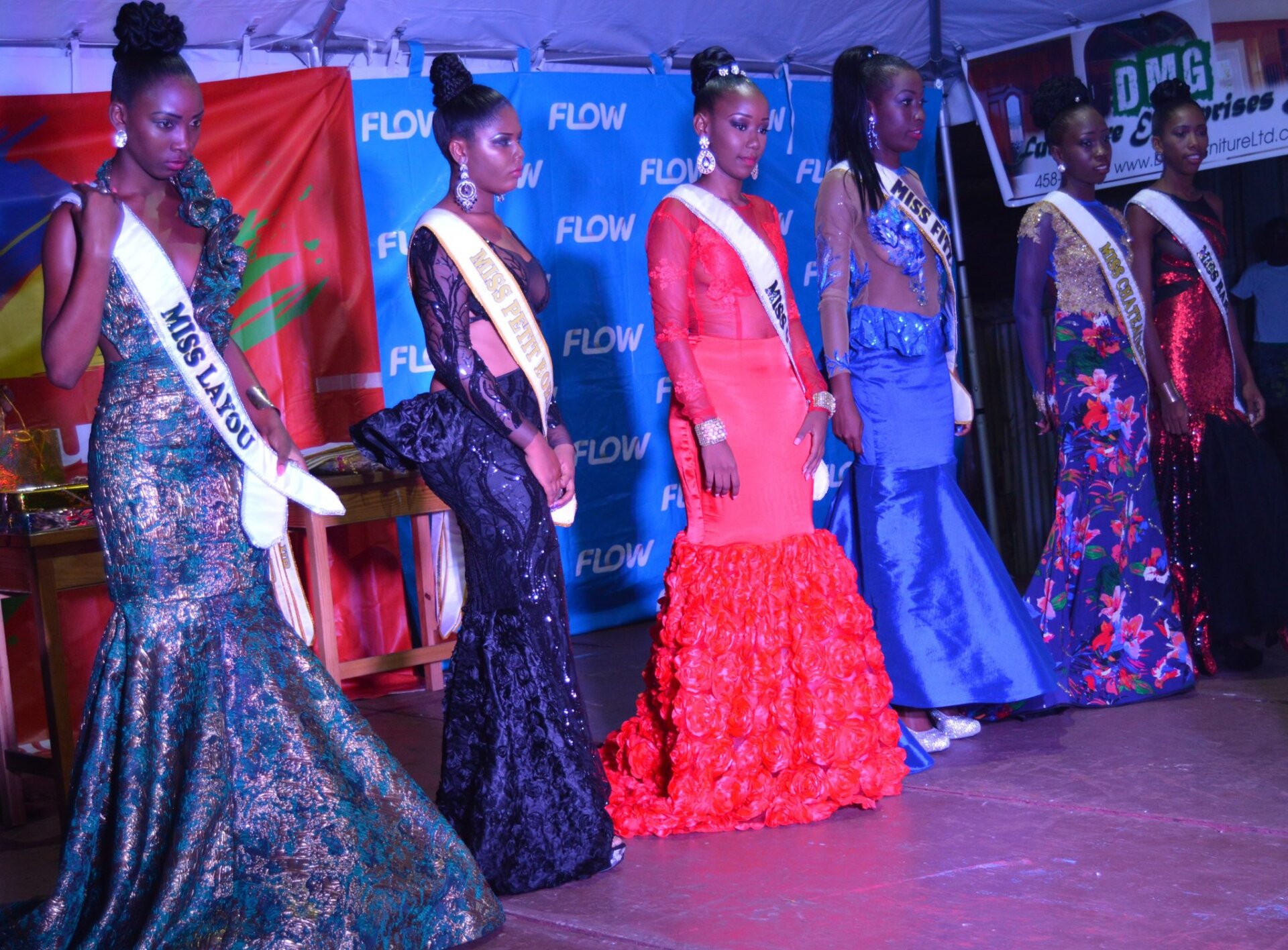 Contestants in the Miss Leeward pageant in Evening wear. (Photo: Jules Anthony)