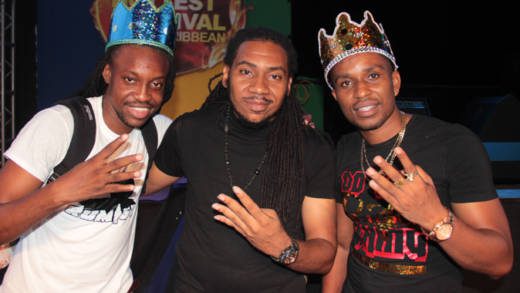 Artiste, Chewalee, left, and Hypa 4000, right and their producer, Lester Iroha. (IWN photo)