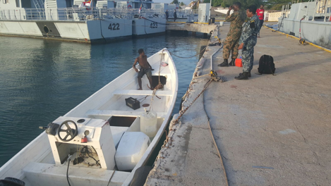 Fishing eessel “Sharky” alongside JDF Coast Guard Base, onboard is Macgyver Allick of SVG.
