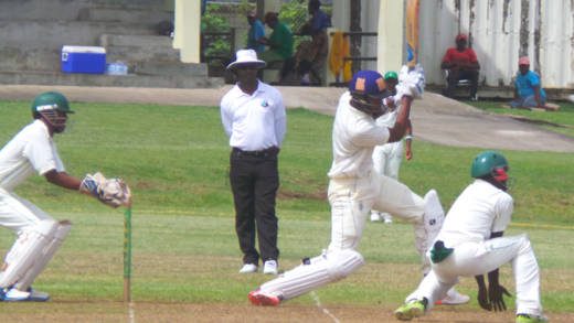 Barbados captain Nicholas Kirton drives against Jamaica.