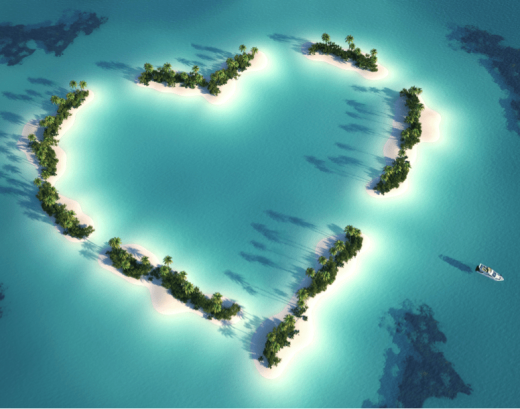 Islands making up a pristine and uninhabited Maldives atoll